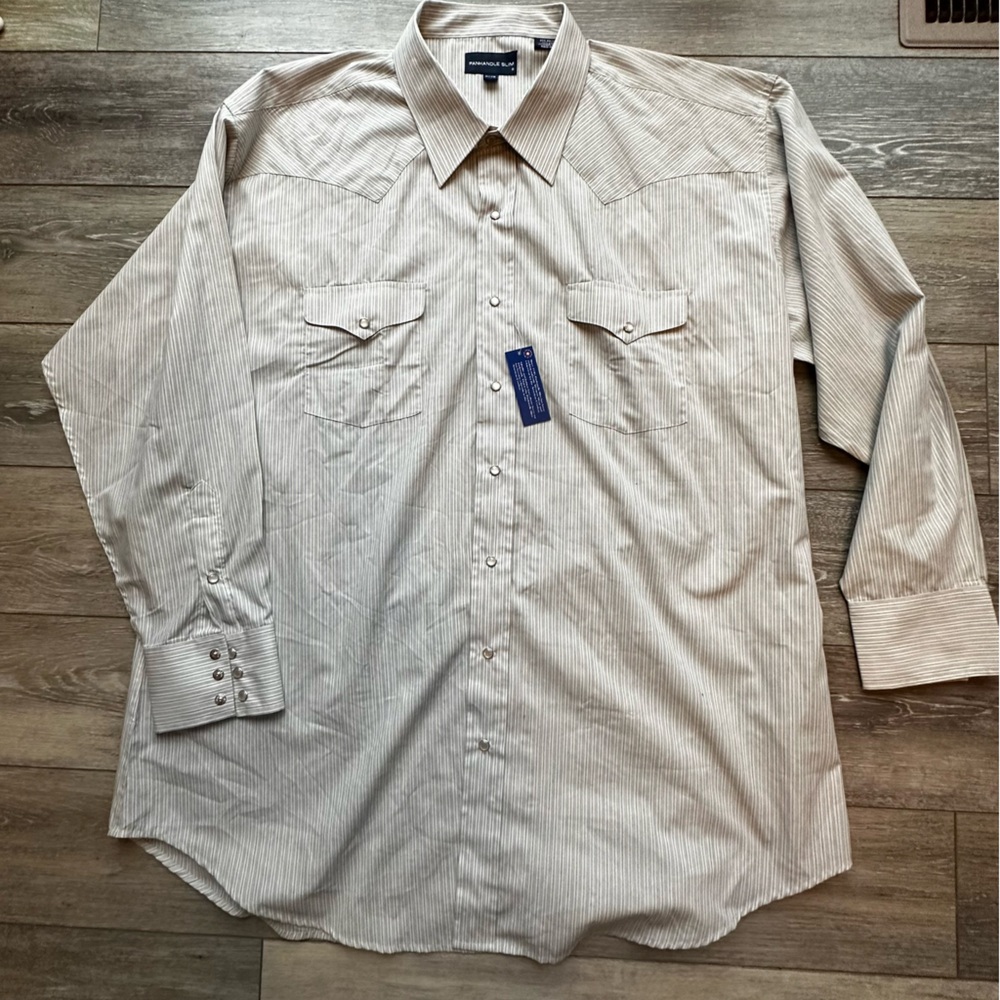 NWT Panhandle Slim Western Button Down Shirt Pearl‎ Snap Slim Fit XXL (18X36)